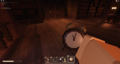 A player holding an Alarm Clock outside The Library.