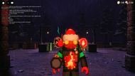 A player holding the Spotlight in the Mines ending cutscene.