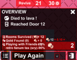 The Death Screen in Retro Mode.