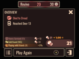 The Overview screen for when the player dies to Dread.