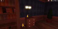 A banana peel spawned on top of a drawer.
