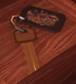 A room key which has had its label scrambled by Dupe.