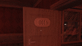 A door sign becoming scrambled by Dupe.