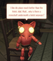 El Goblino talking to a player in The Mines.