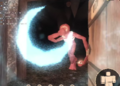 A Gloombat being eaten by Figure behind Guiding Light.
