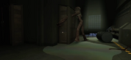 The Figure's hand stuck in one of the closets.